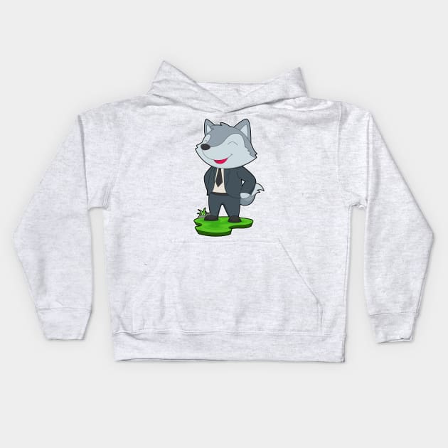 Wolf Groom Tie Wedding Kids Hoodie by Markus Schnabel